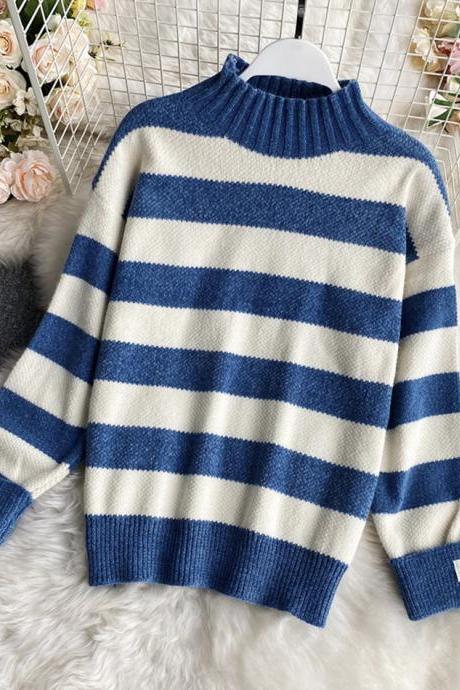 Simple stripe long sleeve sweater