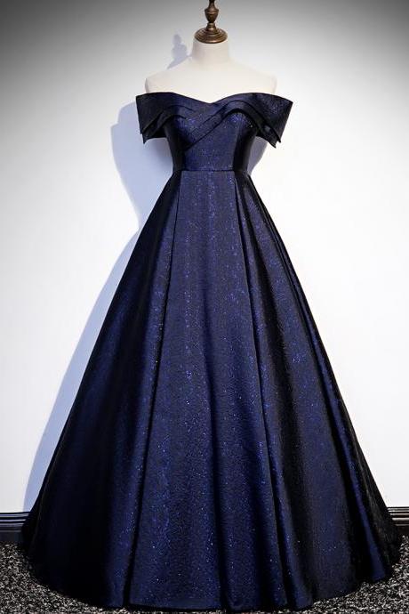 Blue Satin Long Ball Gown Dress Formal Dress