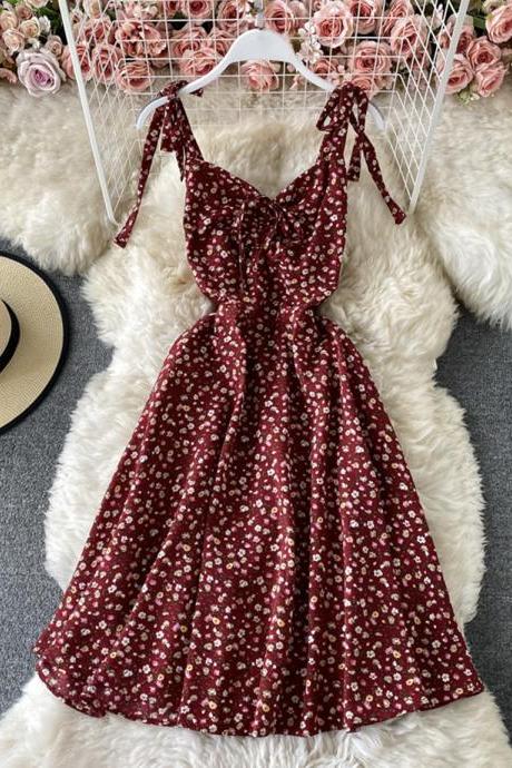 Cute A line floral dress short dress
