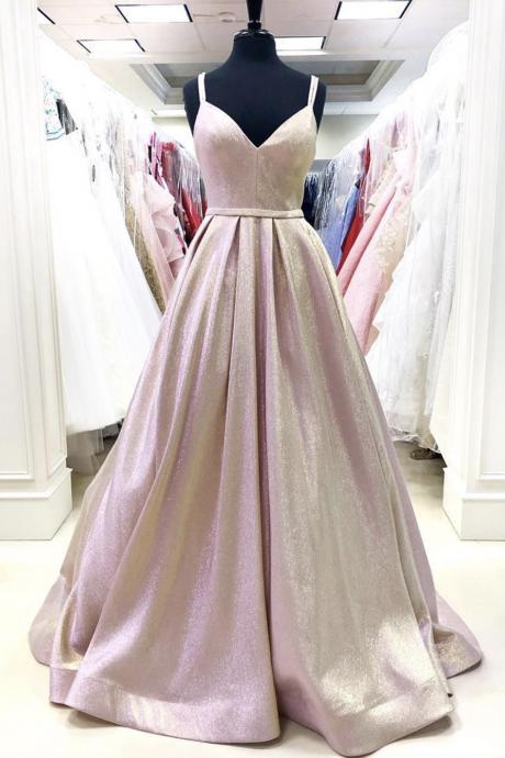Shiny Satin Long Prom Dress Simple Evening Dress