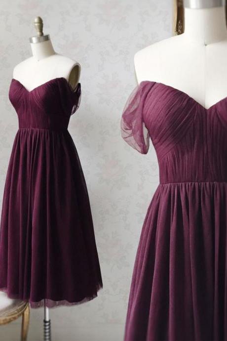 Purple A Line Tulle Short Prom Dress