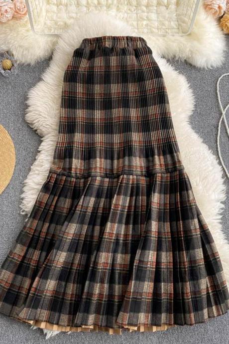 Cute A line plaid skirt