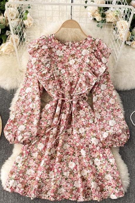 Cute A line floral dress fashion dress