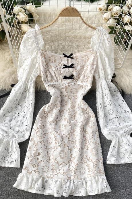 Cute lace long sleeve dress
