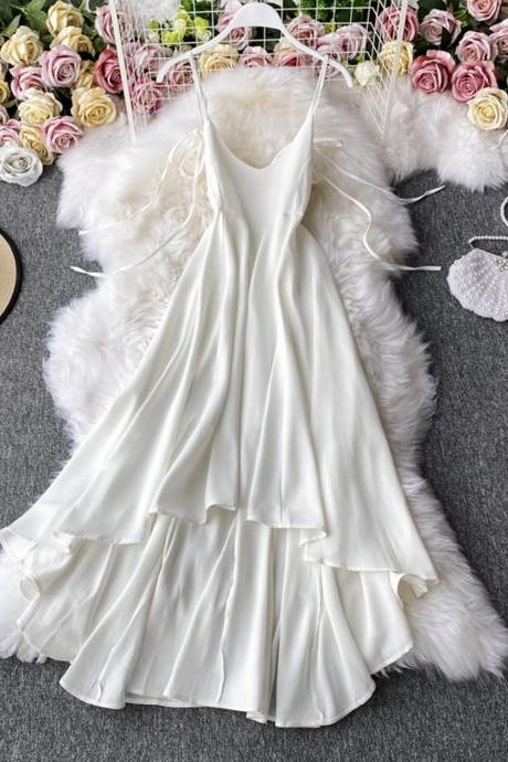Cute v neck short dress white dress