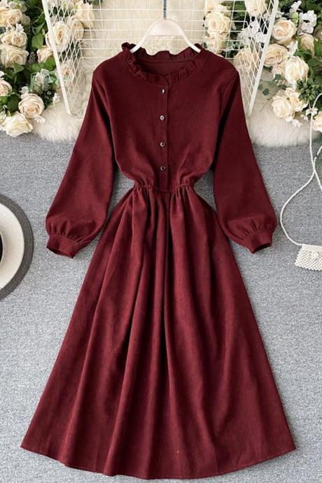 Cute A Line Long Sleeve Dress Spring Dress