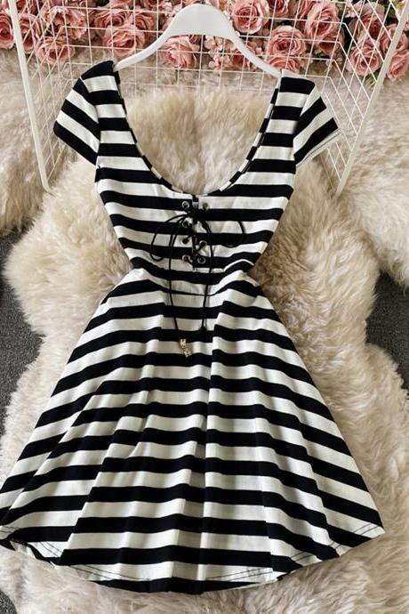 Cute A line striped dress fashion dress