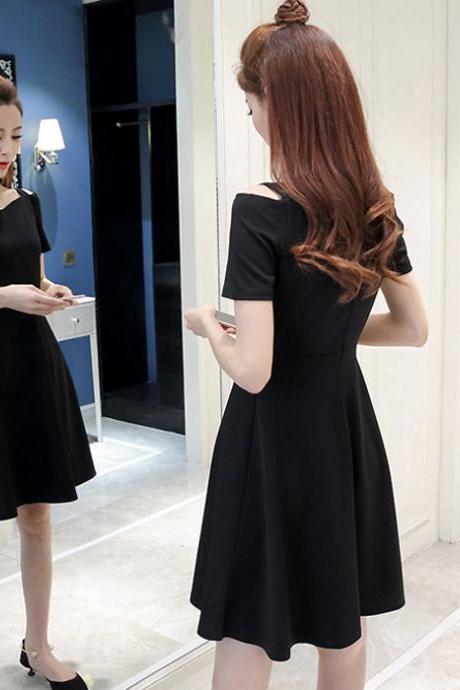 Black A Line Short Dress Simple Dress