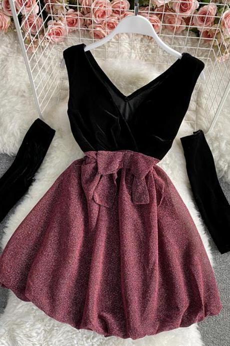 Cute V Neck Short Dress Fashion Dress