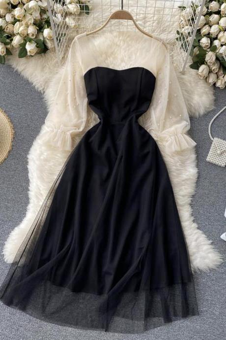 Black A Line Tulle Short Dress Fashion Dress