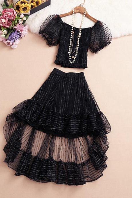 Cute Two Pieces Dress High Low Dress