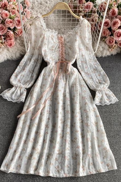 Cute A Line Lace Short Dress Floral Dress