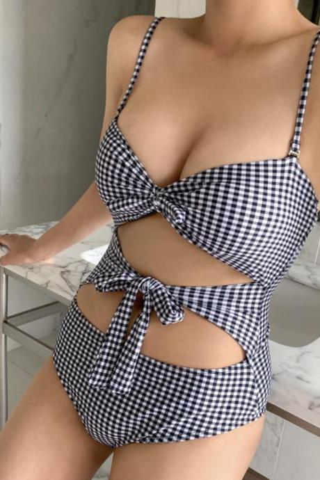 Checkered Bow Swimsuit