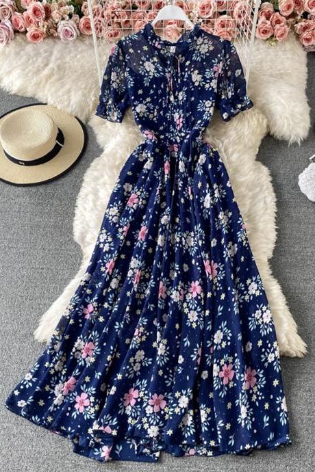 Cute chiffon floral dress fashion dress