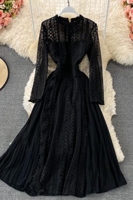 Elegant lace long sleeve dress fashion dress