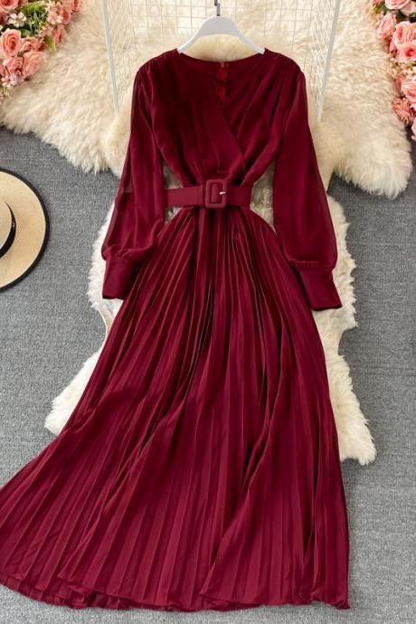 Stylish Long Sleee Dress A Line Dress