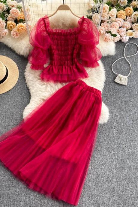 Cute tulle two pieces dress fashion dress