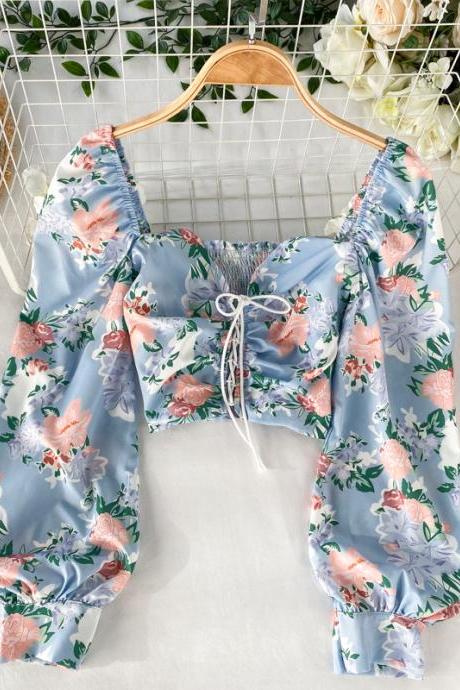Stylish long-sleeved floral top