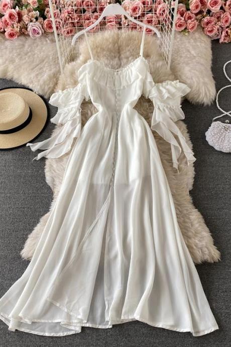 Cute chiffon white dress fashion dress