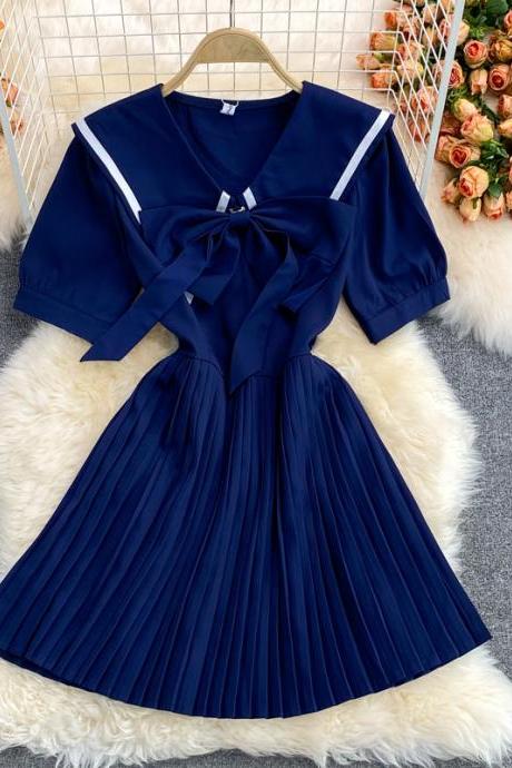 Blue A Line Short Dress Fashion Dress