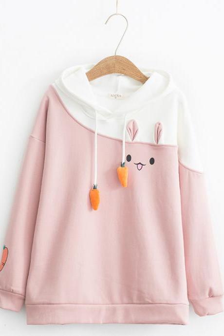 Cute bunny long-sleeved hoodie