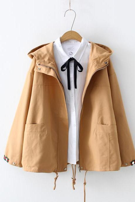 Simple Long-sleeved Hooded Jacket