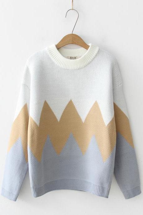 Cute round neck long sleeve sweater 