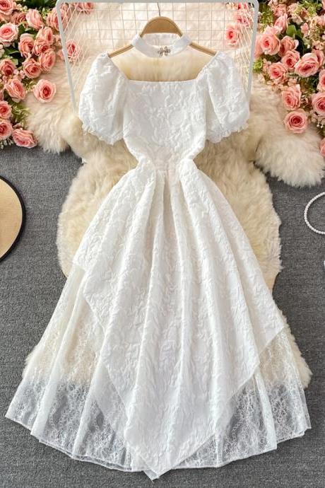 White A Line Irregular Dress Fashion Dress