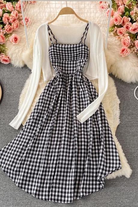 Cute Plaid Two-piece Dress