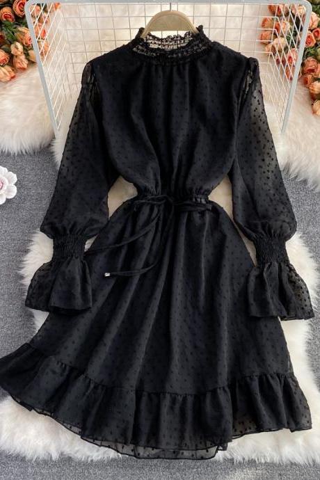 Black tulle long sleeve dress fashion dress