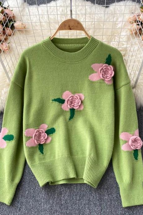 Lovely flowers long sleeve sweater