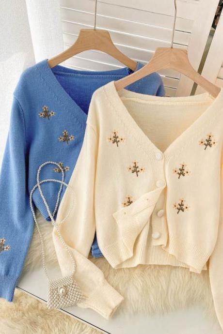 Cute Knitted Long Sleeve Short Sweater