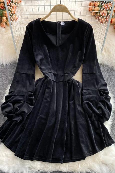 Black V Neck Short Dress Black Fashion Dress