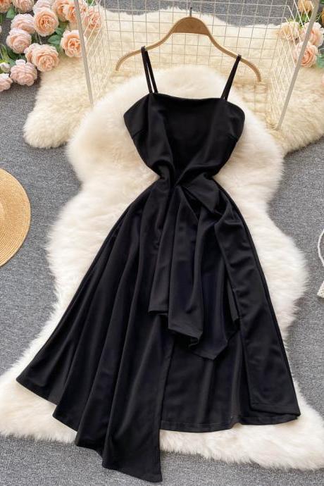 Black A Line Irregular Dress Fashion Dress