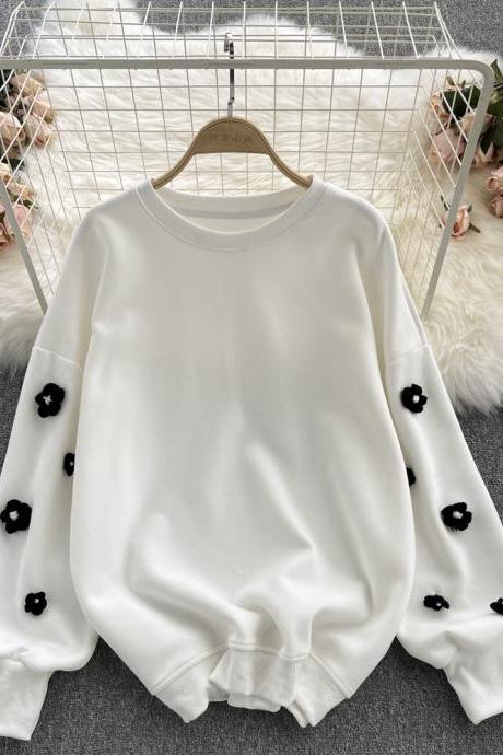 Sweet long-sleeved loose-fitting T-shirt