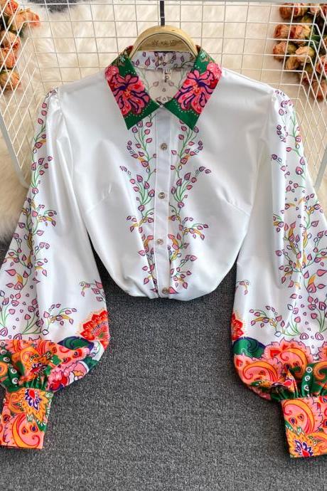 Stylish floral long sleeve tops