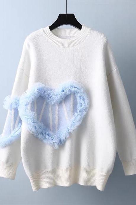 Lovely heart long-sleeved sweater