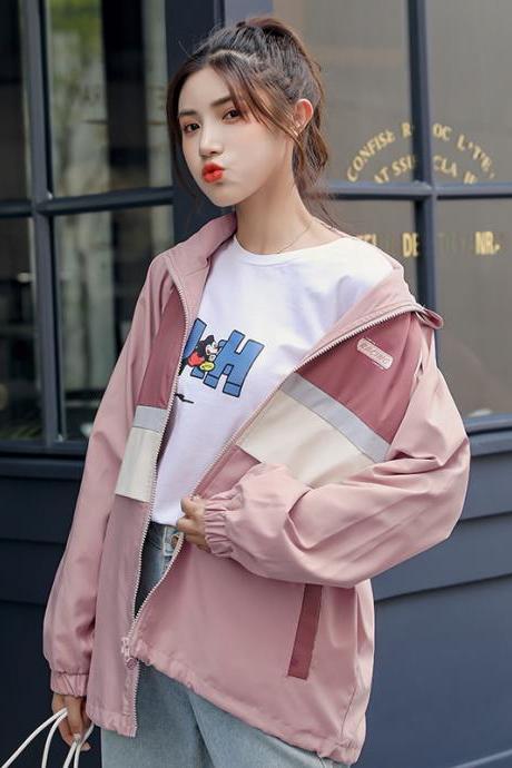 Cute pink long sleeve casual jacket