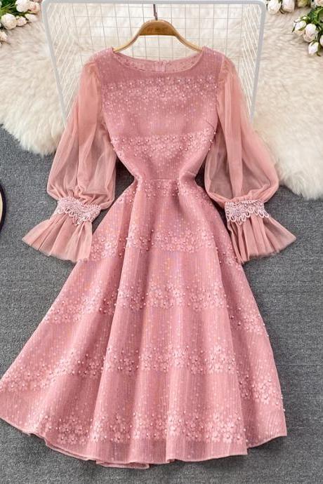 Cute Lace Pearl Dress A Line Fashion Dress