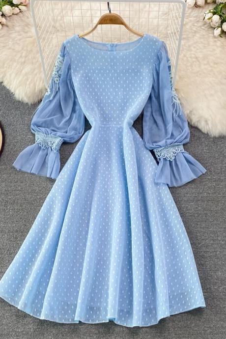 Cute Lace Long Sleeve Dress A Line Fashion Dress