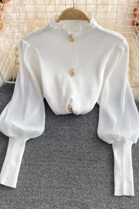 Fashionable long-sleeved knitted stitching bottoming shirt fashion tops