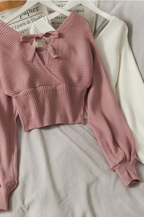 Lovely bow-knot long-sleeved sweater