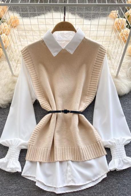 Cute Two-piece Long Sleeve Top