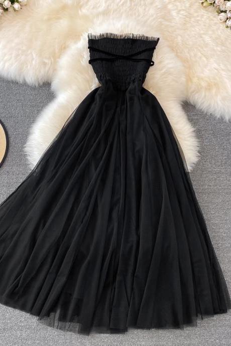 Black Tulle Off Shoulder Dress Fashion Girl Dress