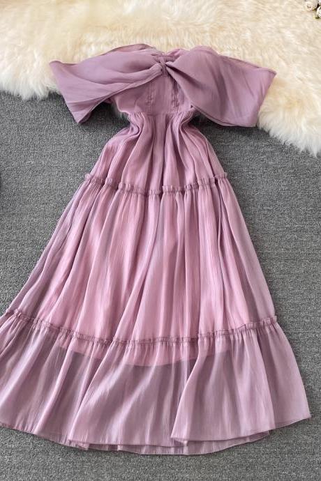 Purple A Line Short Dress Off Shouler Party Dress