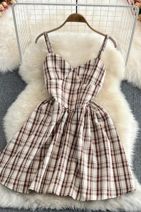 Cute A Line Plaid Dress Fashion Girl Dress