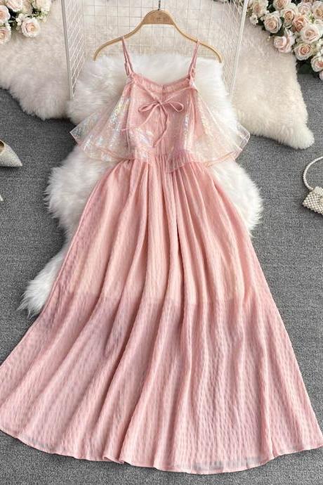 Cute A line fashion dress pink summer dress
