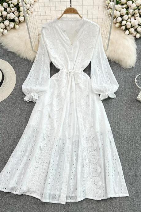 White Lace Long Sleeve Dress Fashion Dress