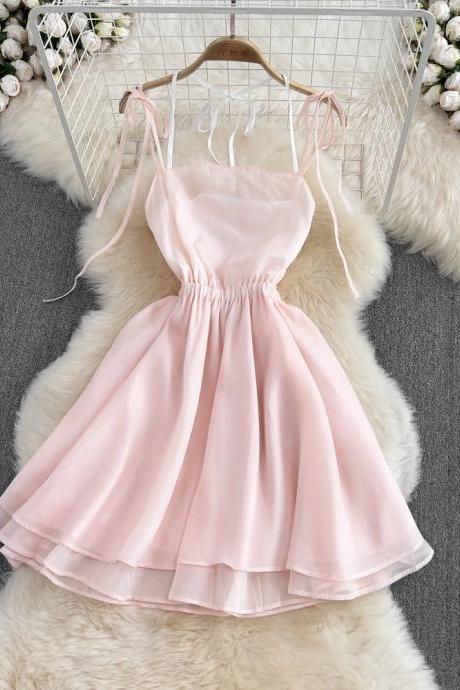 Pink Tulle Short Backless Dress Fashion Girl Dress