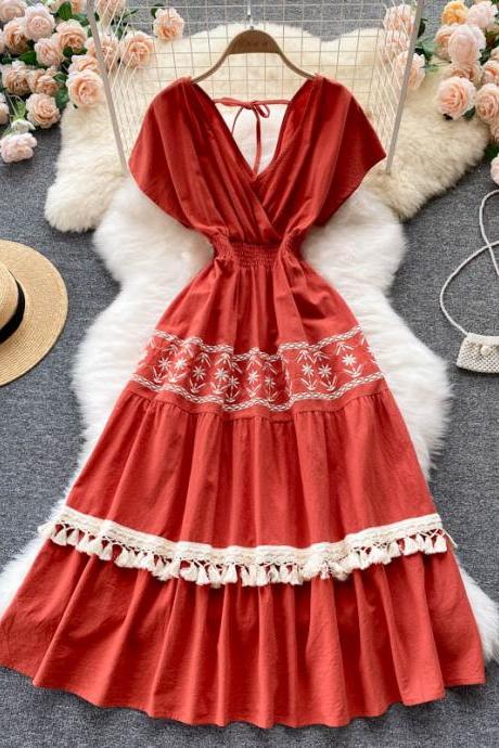 Cute V-neck Short Dress Fashion Dress
